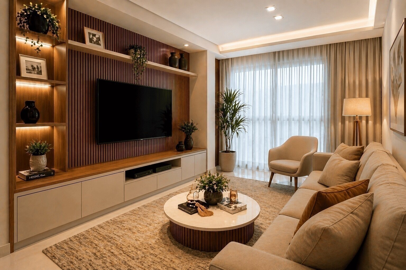 Ambiente Completo de Sala de Estar Moderna